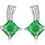 Thumbnail: Small Square Sterling Silver Stud Earrings with Emerald Green Cubic Zirconia.