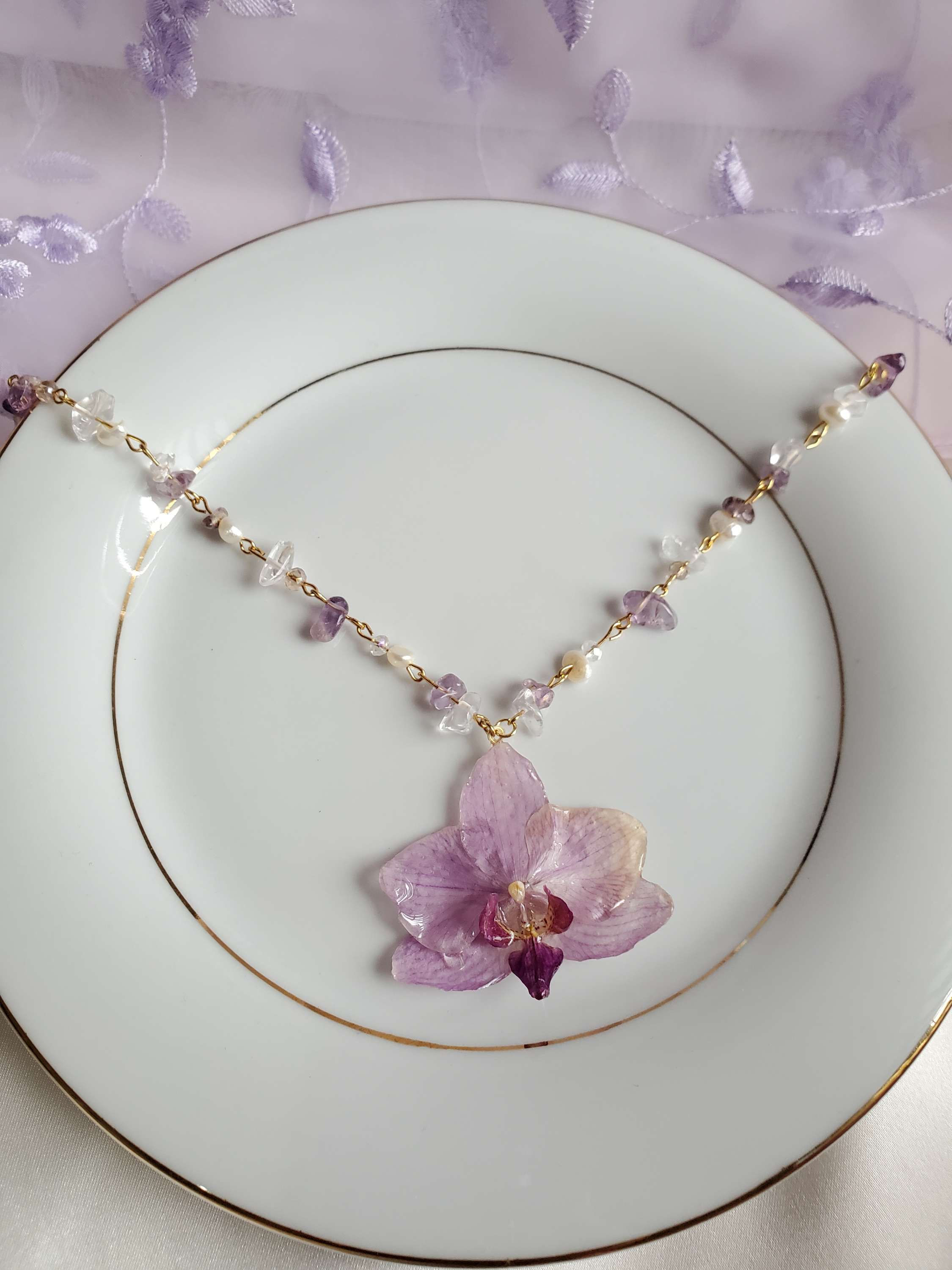 Light Purple Orchid Necklace