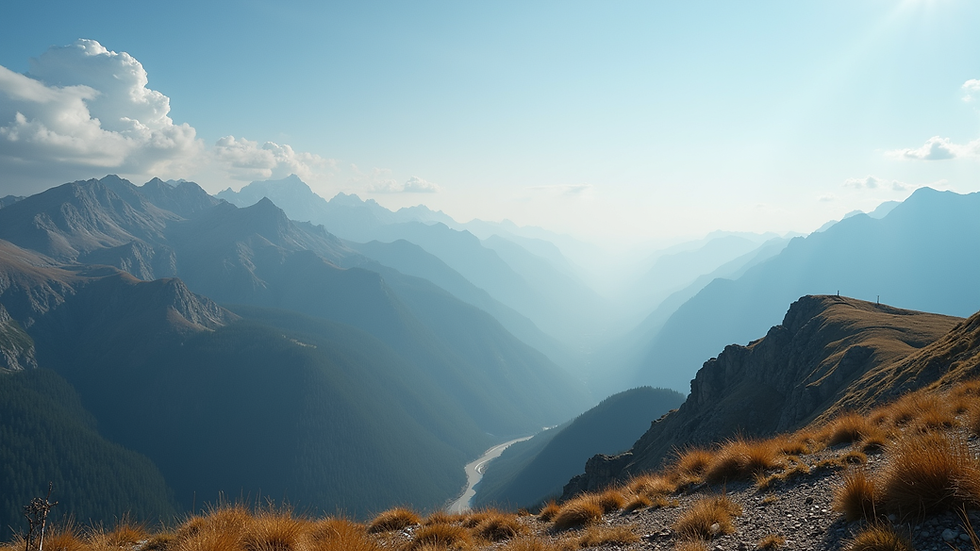 Wide angle view of a stunning mountain landscape