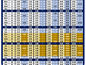 Prayer Timetable May 2026