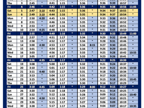 Prayer Timetable July 2025