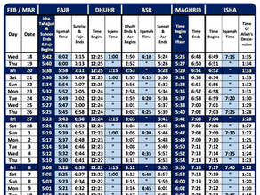 Prayer Timetable Ramadhan 2026