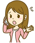 困った顔でスマホで話す女性