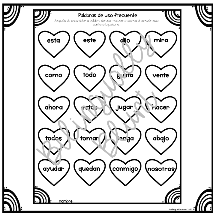 Thumbnail: Valentine's Day Themed High Frequency Word Puzzles - Spanish | Kinder | 1st