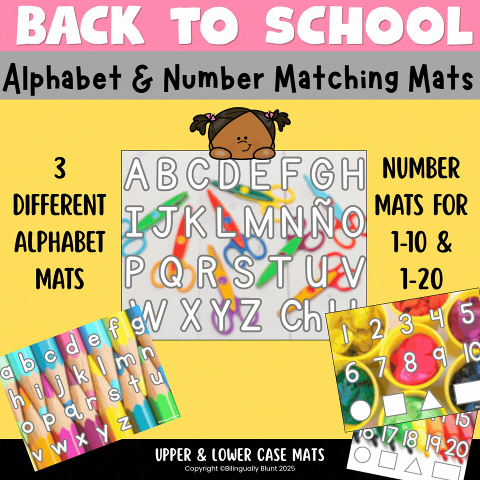 BackTo School Alphabet and Number Matching Mats