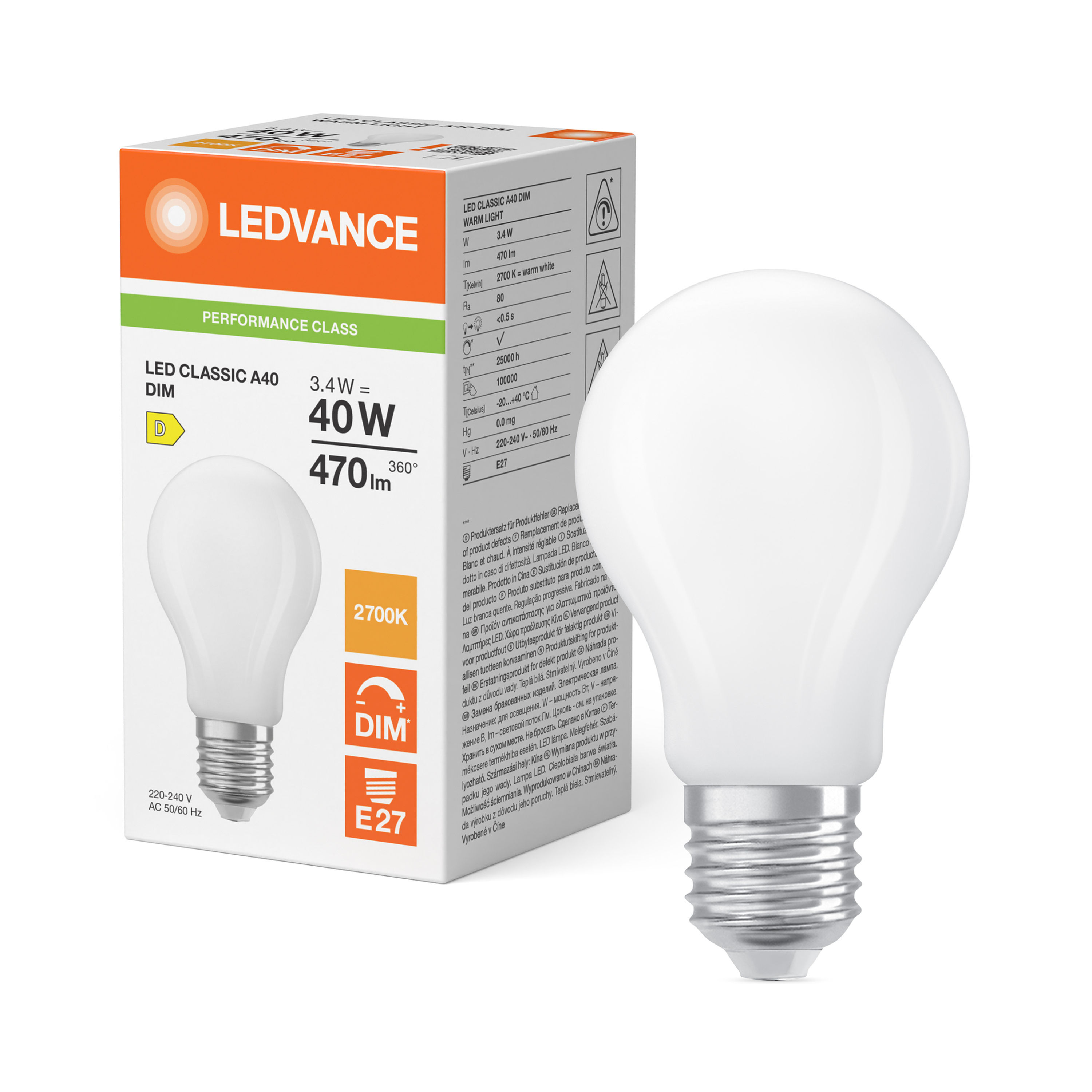 Ledvance Performance E27 LED lamp 3.4W