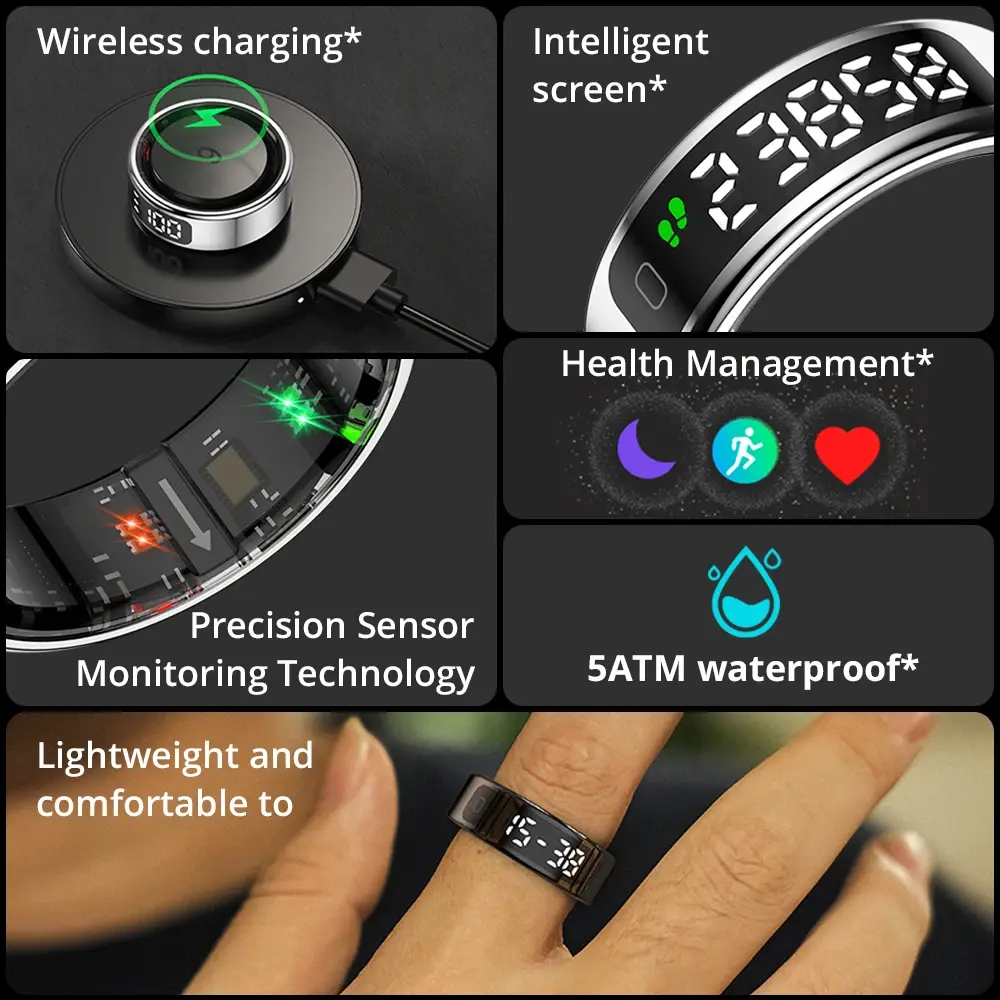 2025 COLMI R12 Smart Ring With Display Screen, 5 ATM Waterproof for Men Woman