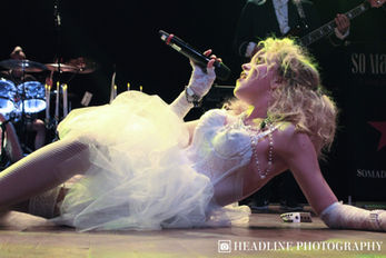 So Madonna tribute artist in white lace wedding dress