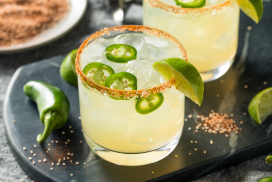 Spicy margarita cocktail rimming salt