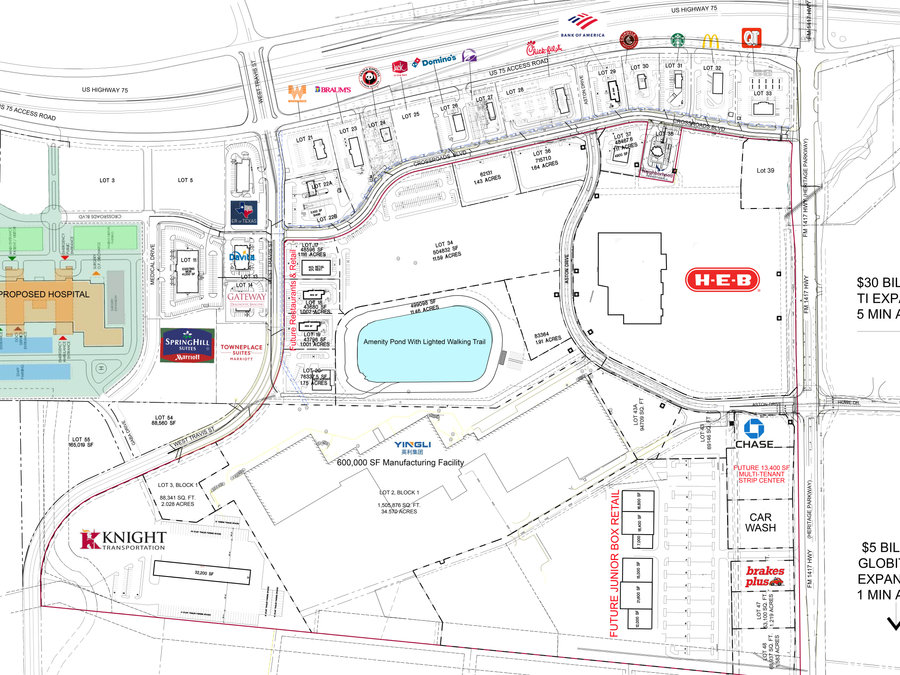 Sherman Crossroads — site plan with H-E-B and adjacent development