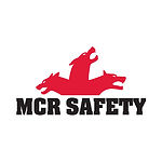 Logo featuring 'MCR Safety' in bold text, with an icon of a three headed animal, often in red and black