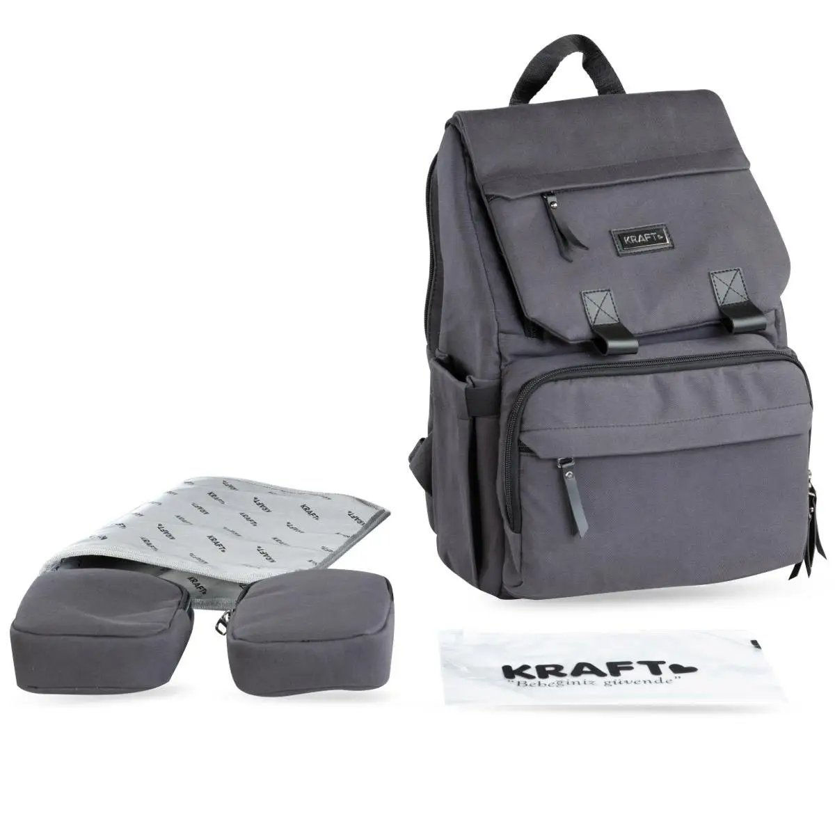 Kraft Moon Bebek Bakım Sırt Çantası -  Koyu Gri