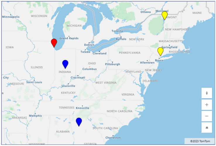 Insert a Map control within Power Apps to show customer locations