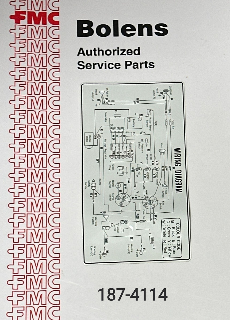 187-4114 Bolens Wiring Diagram Decal