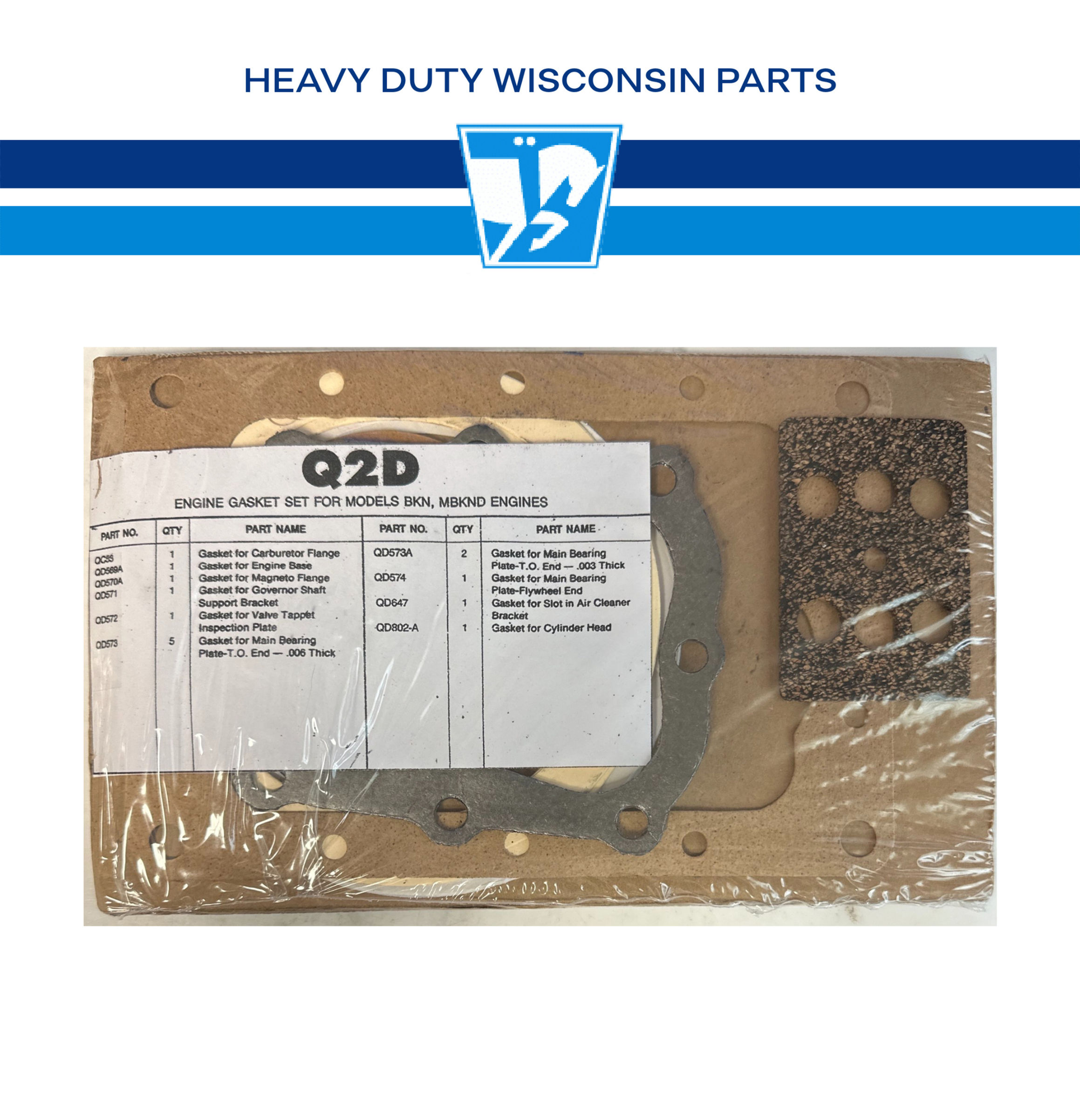 Q2D Wisconsin Engine Gasket Set Alias Q2B