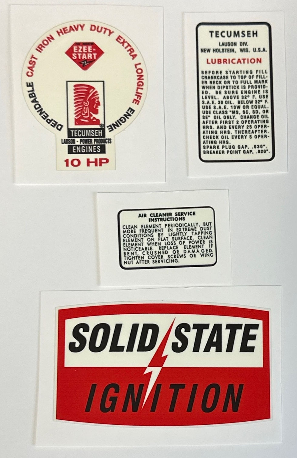 Tecumseh Engine Decal Set