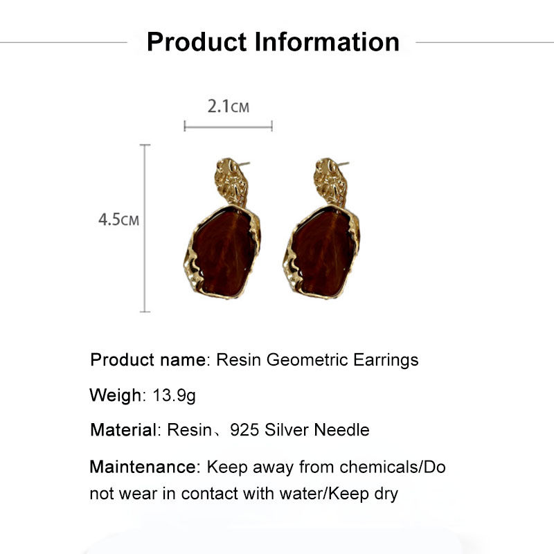 Thumbnail: 925 Sterling Silver Geometric Acrylic Statement Drop Earrings