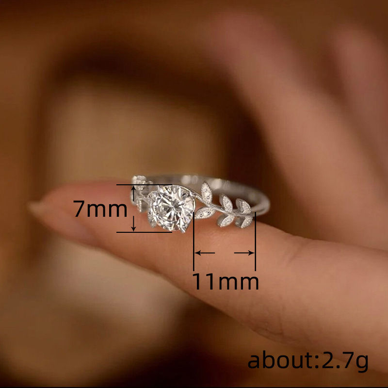 Thumbnail: Huitan Exquisite Leaf Design Cubic Zirconia Rings for Women Silver Color/Gold 