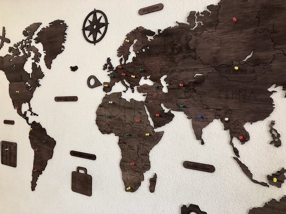 Miniatura: Wooden Travel Map World -Chocolate