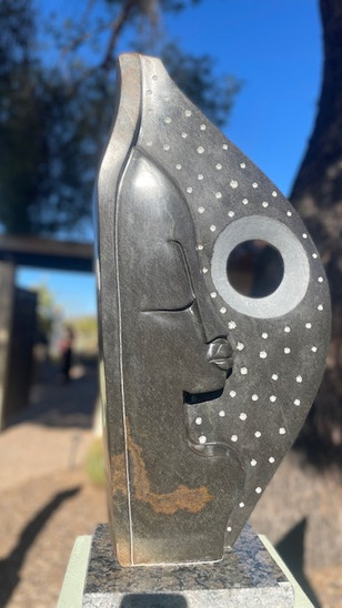 Gedion Nyanhongo - Lovers and Their Spirit - Hand Carved Stone Sculpture in Springstone - 32 Inches x 12 Inches x 5 Inches - $10,460