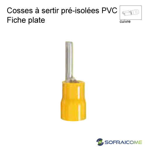 Miniature : Cosses à sertir pré-isolées PVC Fiche Plate - Section 4-6 mm² - Jaune