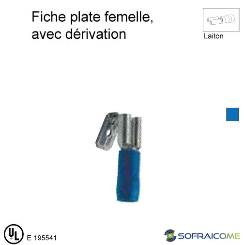 Thumbnail: Fiche plate femelle, avec dérivation - Section 1,5-2,5 mm² - Bleu