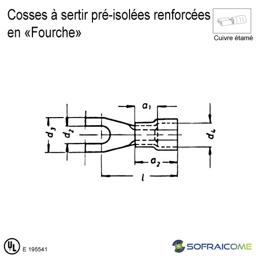 Thumbnail: Cosses à sertir pré-isolées renforcées en "Fourche" - Section 1,5-2,5 mm² - Bleu