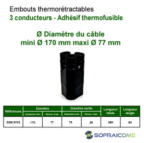 Miniatura: Embouts thermorétractables de 3 conducteurs - ∅ 170/77