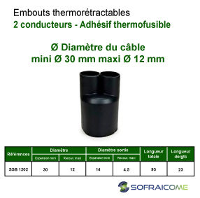 Miniatura: Embouts thermorétractables de 2 conducteurs - ∅ 30/12