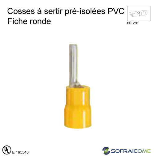 Miniature : Cosses à sertir pré-isolées PVC Fiche Ronde - Section 4-6 mm² - Jaune