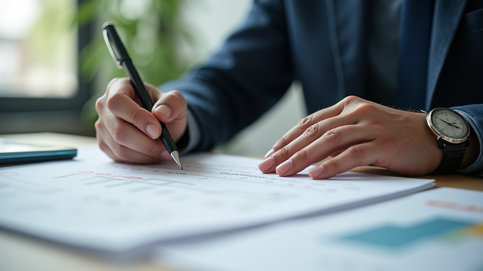 Close-up of a professional reviewing personalized training materials