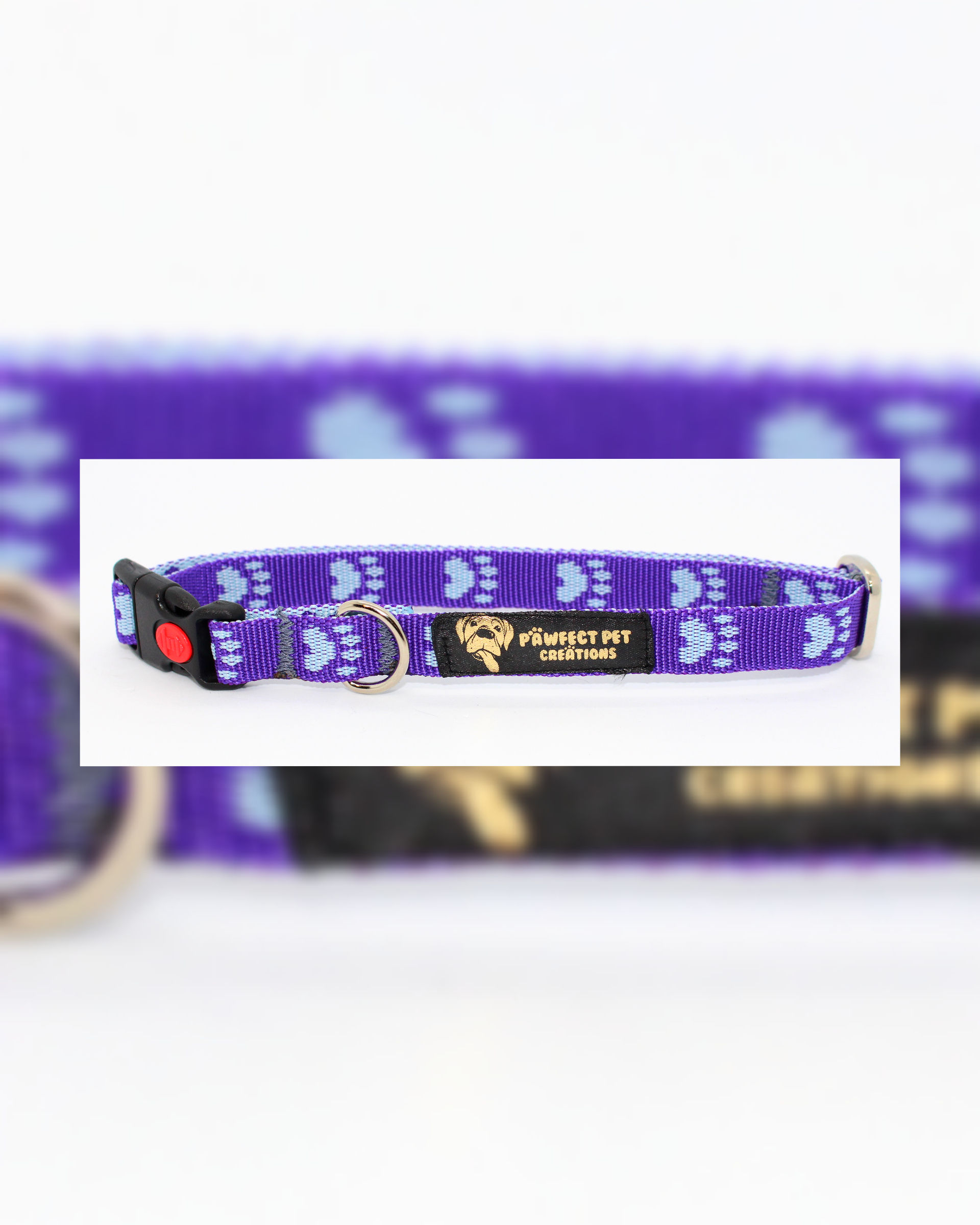 Reverse Purple Paws 15mm Collar