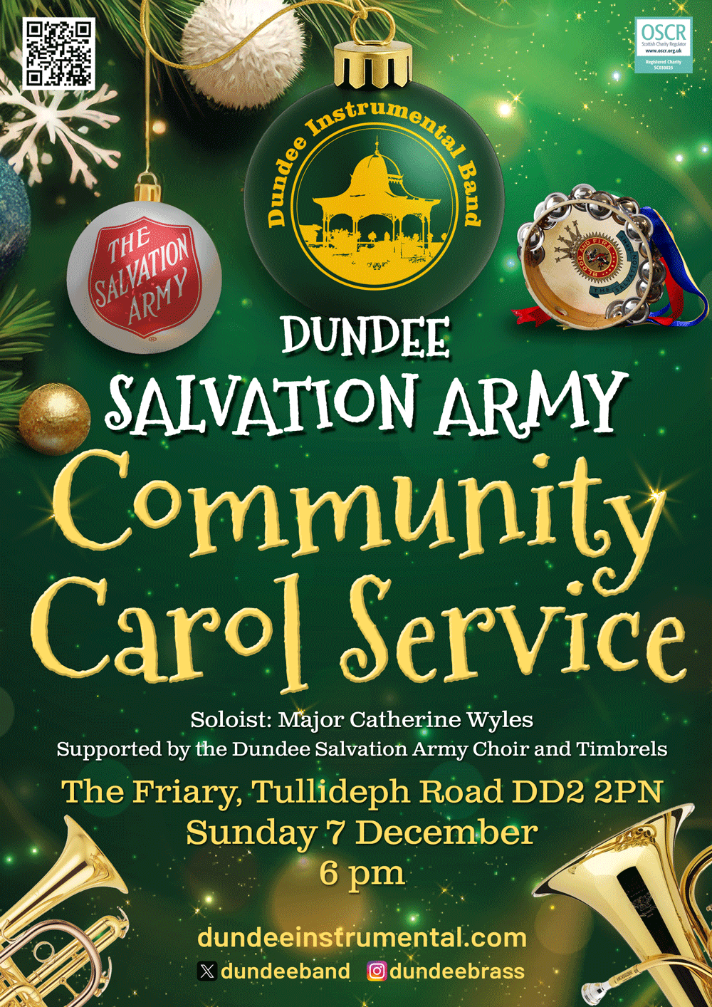 Poster for the band and the Salvation Army Community Carol Concert
