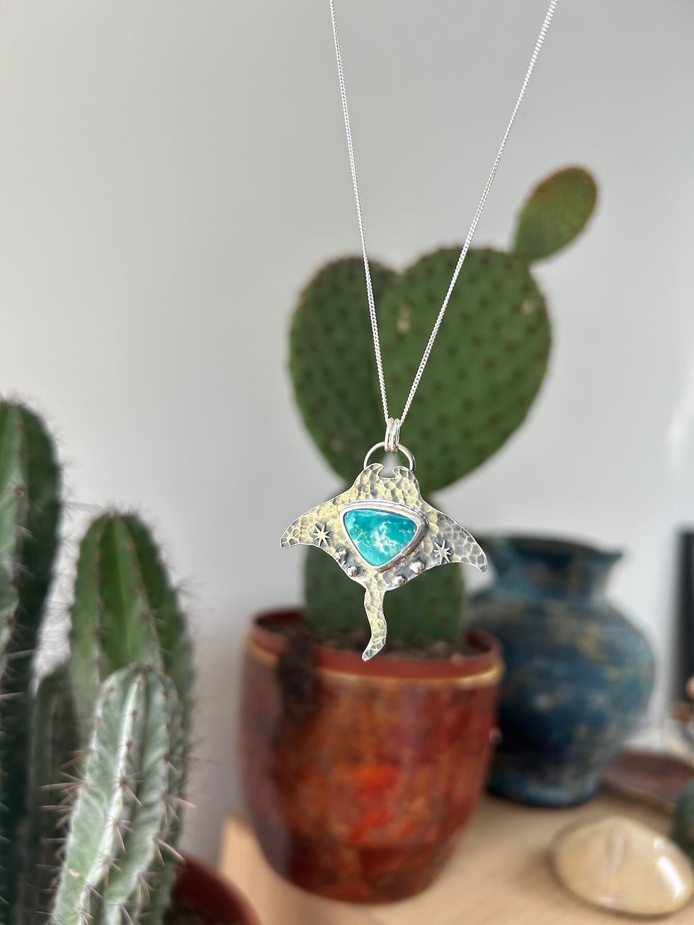 Thumbnail: Manta Ray Chunky Turquoise Necklace