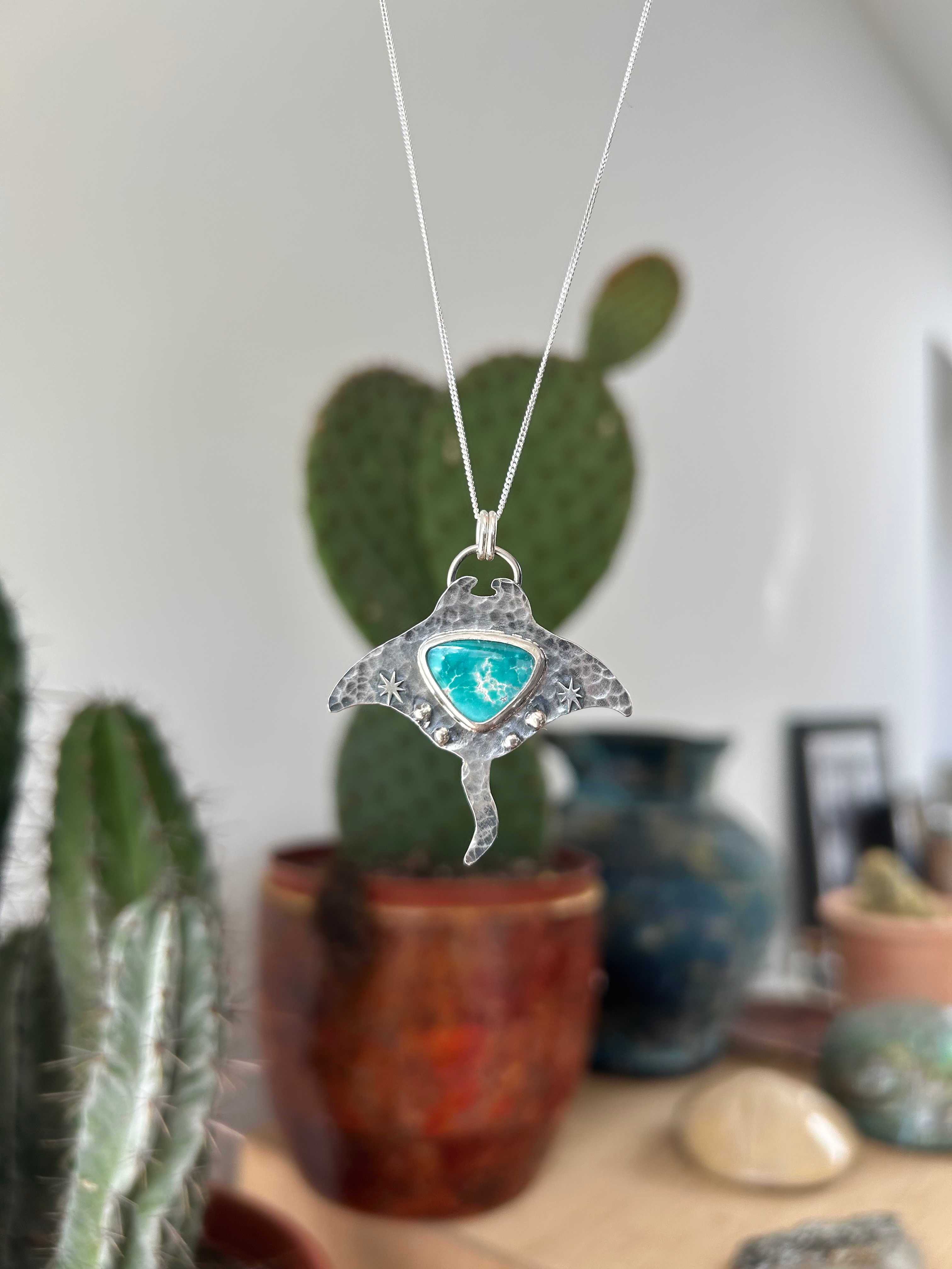 Manta Ray Chunky Turquoise Necklace