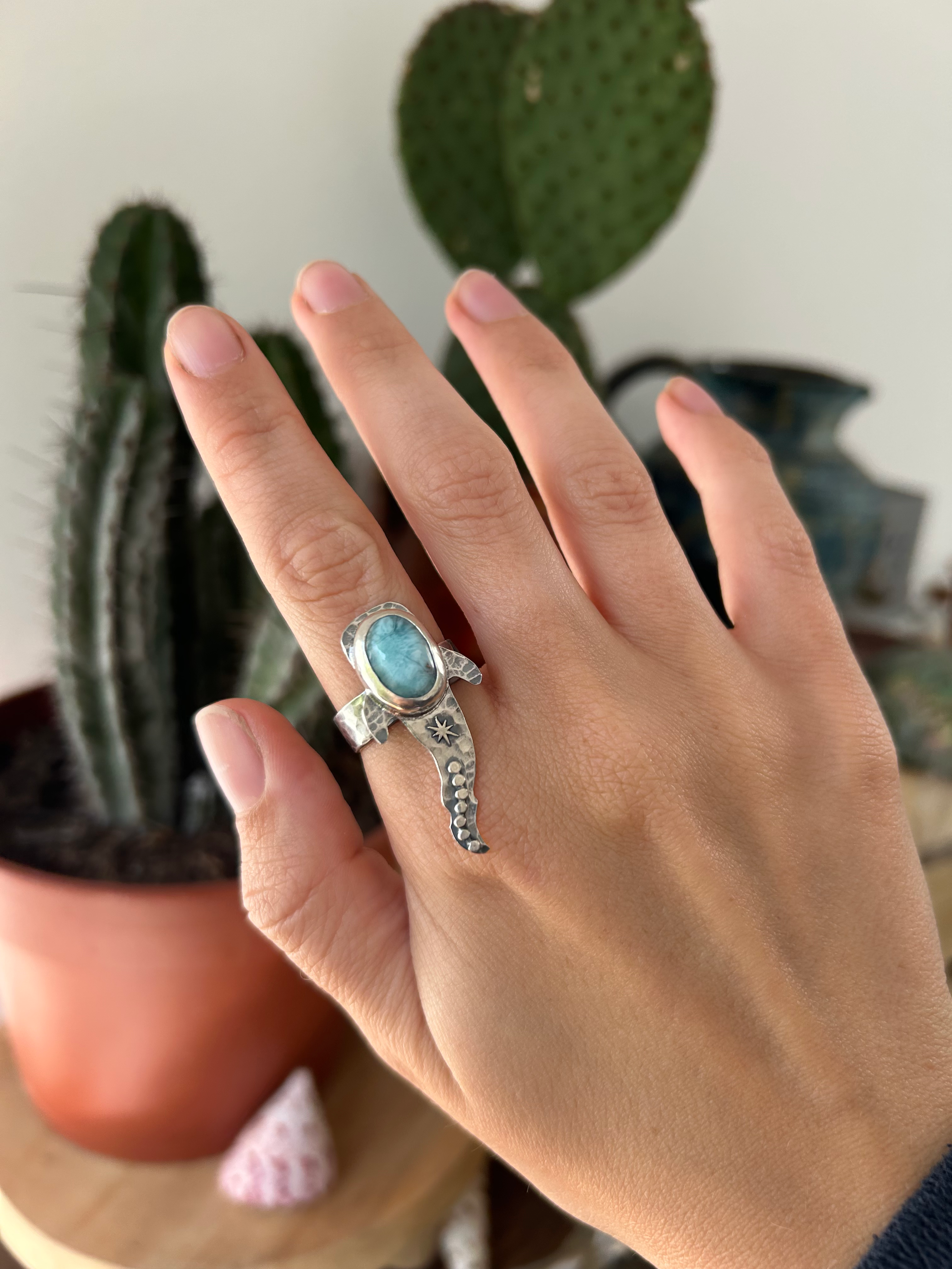 Statement Whale Shark Larimar Ring