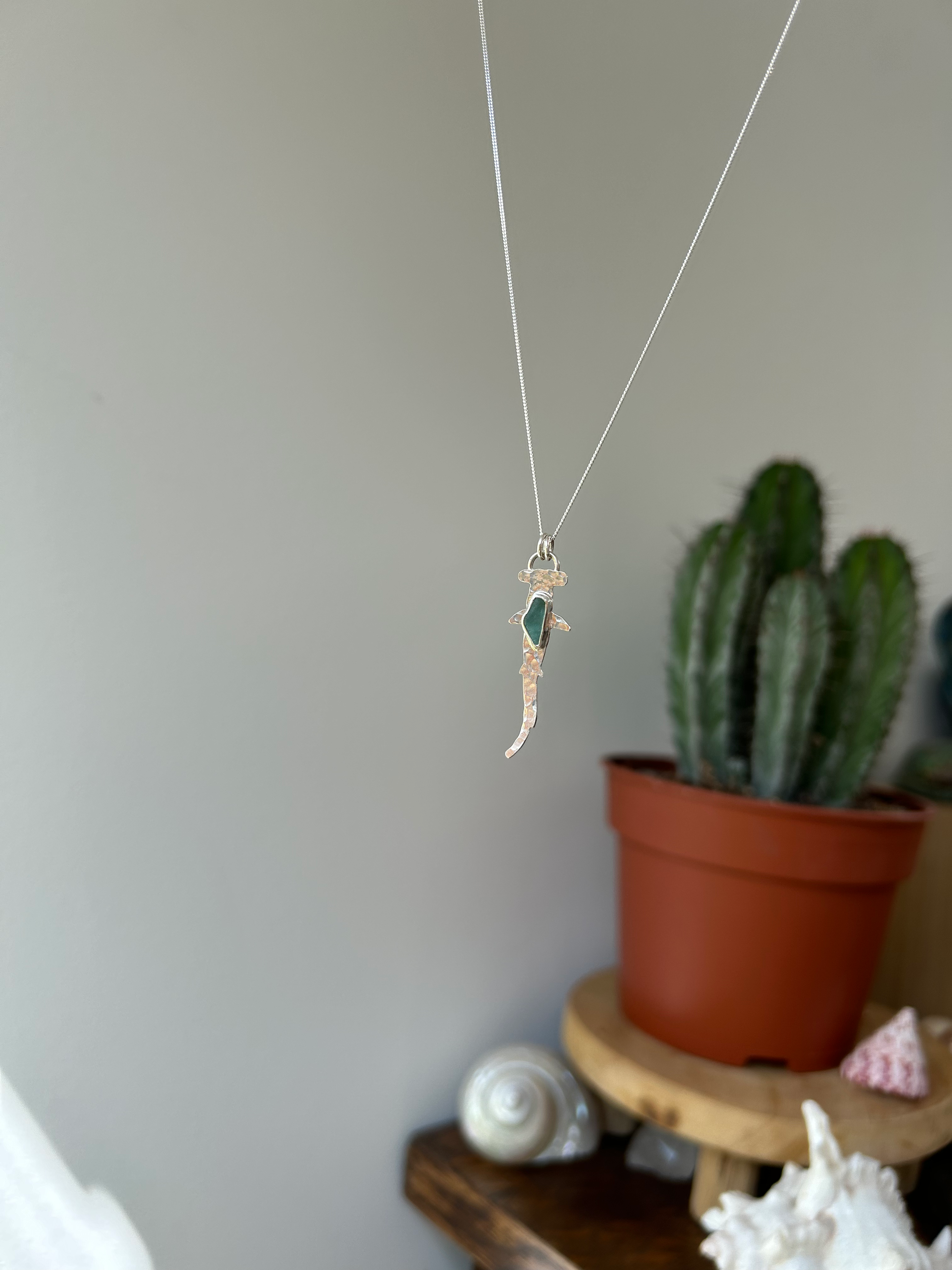 Hammerhead Shark Sea Glass Necklace