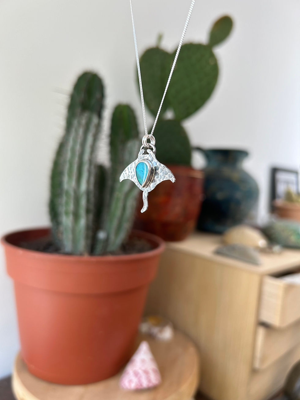 Thumbnail: Manta Ray Australian Opal Doublet Necklace