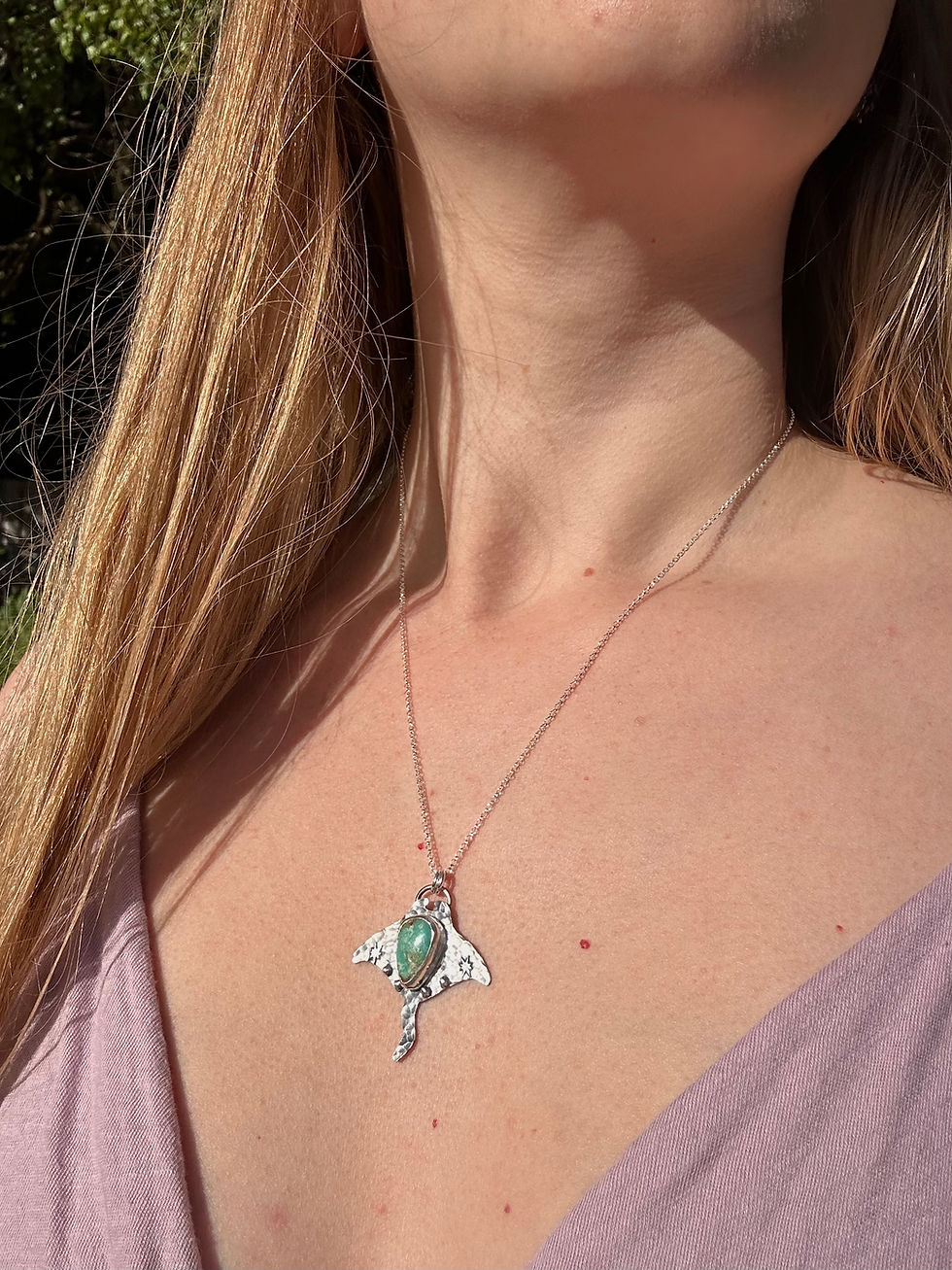Thumbnail: Manta Ray Chunky Turquoise Necklace