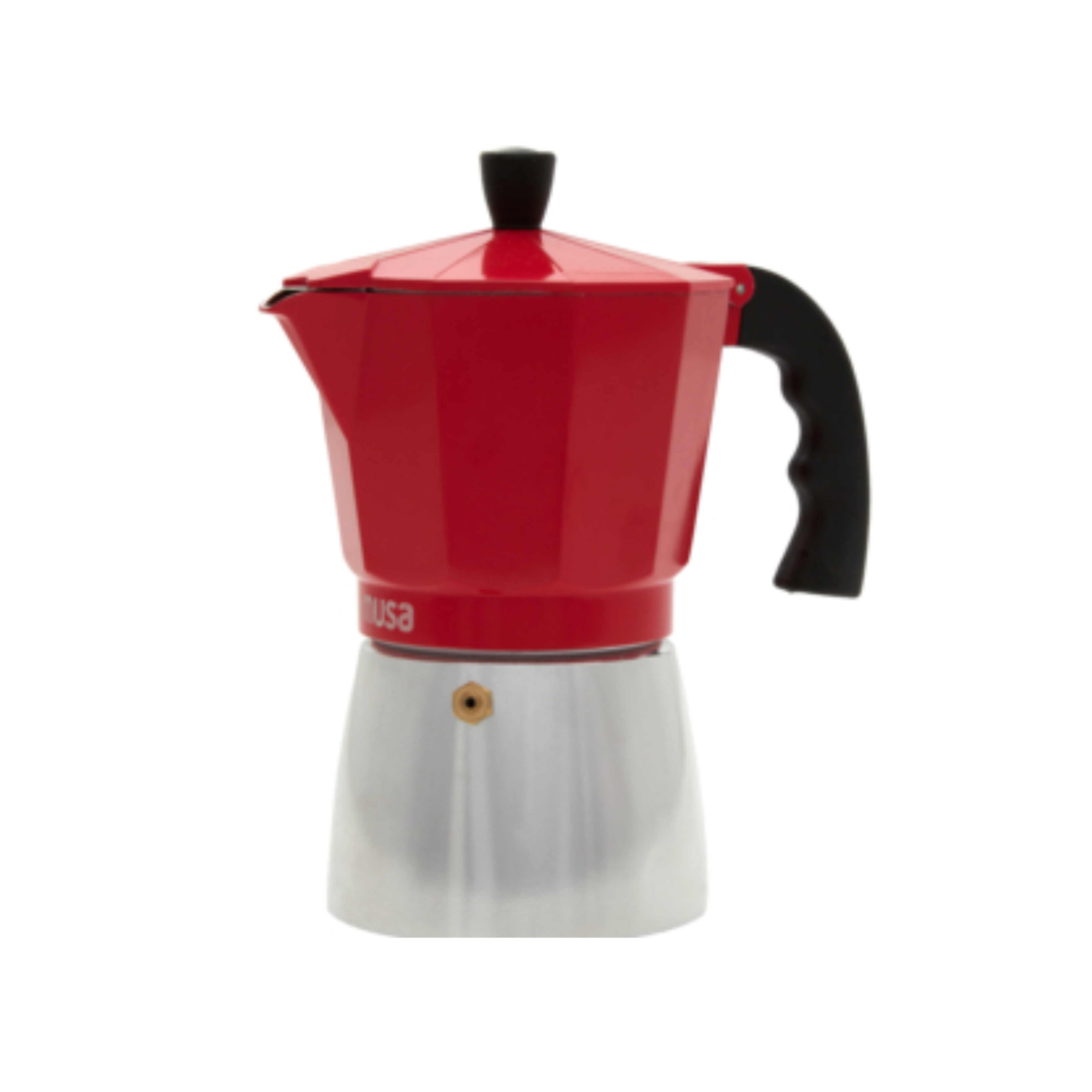 Cafetera italiana roja y blanca. Prepara café con Imvel Estufas