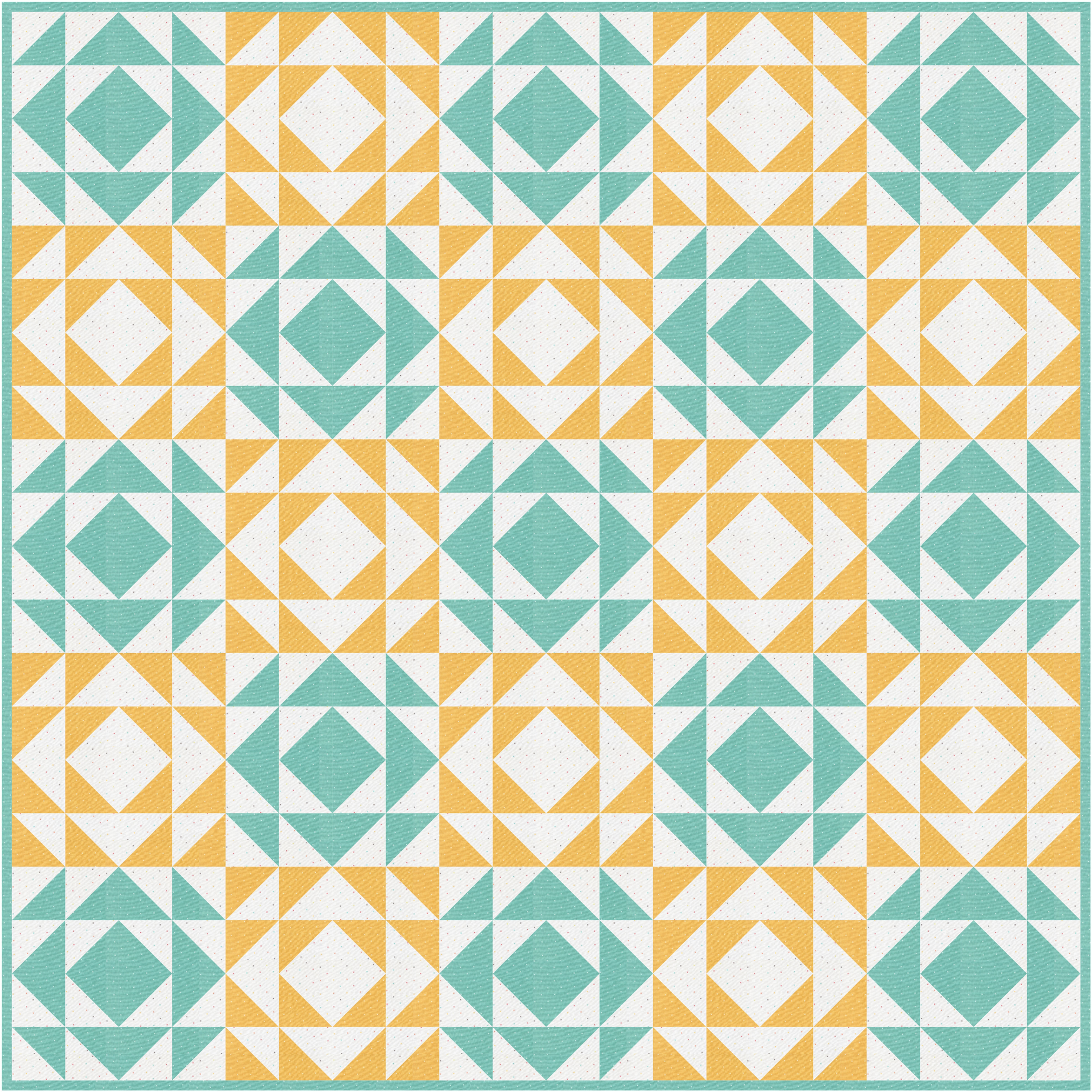 Woven Lattice Quilt Kit - Top and Binding - Little Crosses Teal and Yellow - 8m