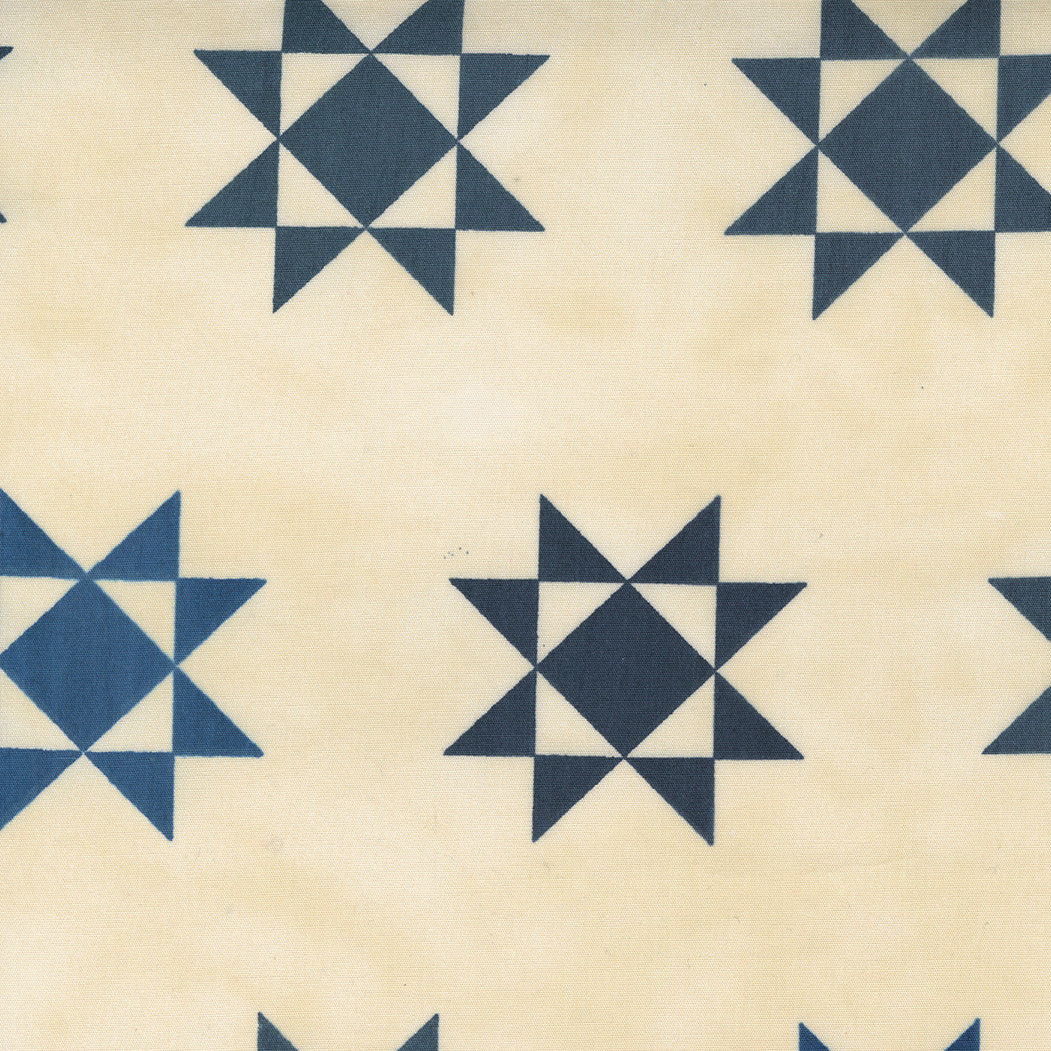 108" Wideback - Starlight Gatherings - Navy Stars on Beige - Half Metre Units