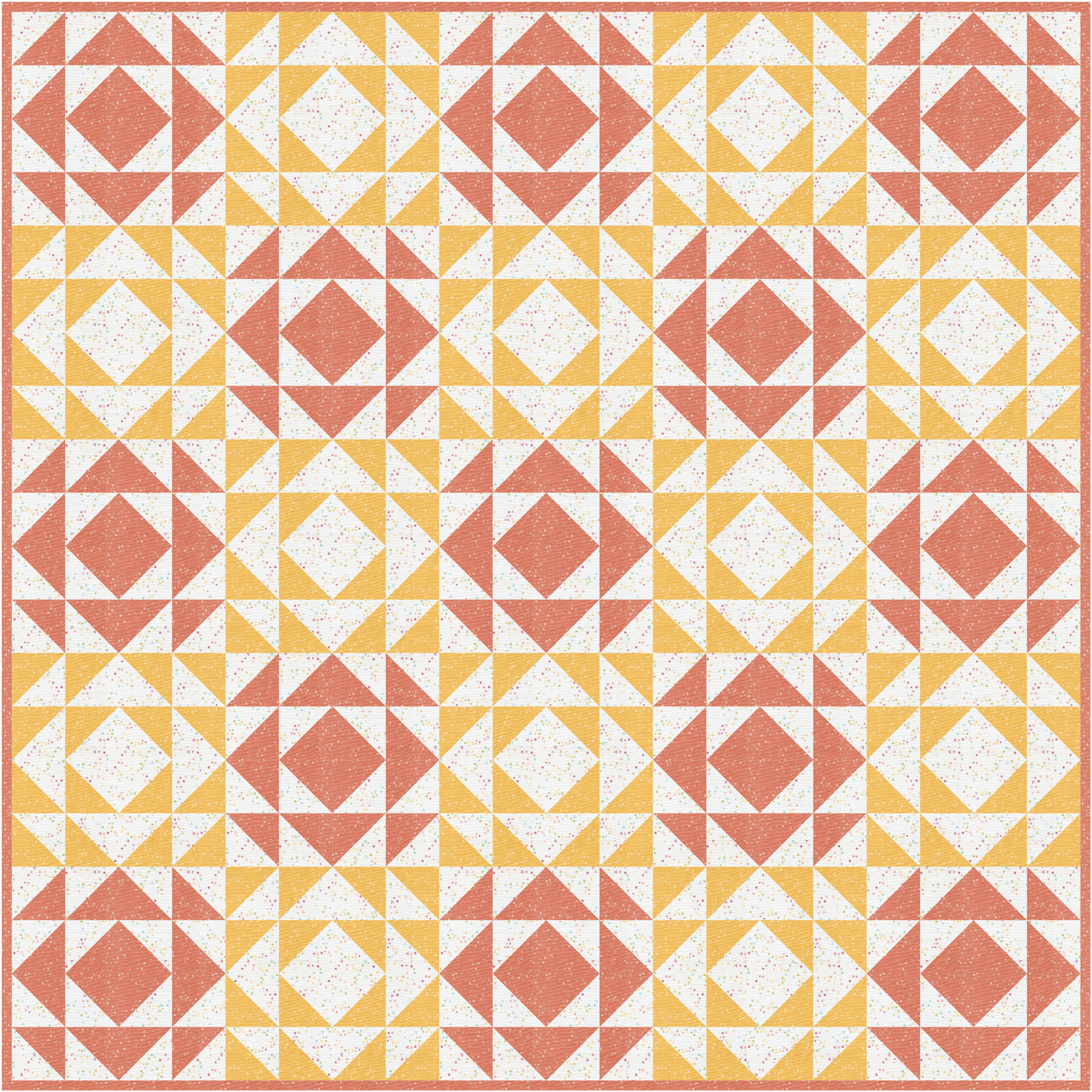 Woven Lattice Quilt Kit - Top and Binding - Flutter Coral and Yellow - 8 metres
