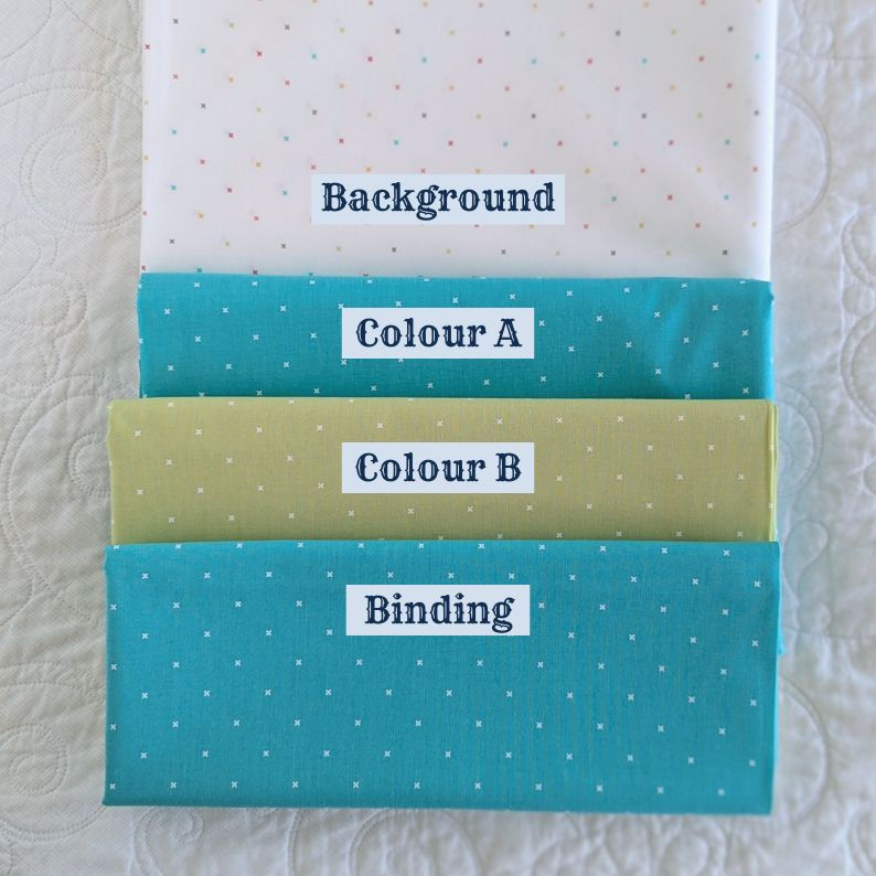 Thumbnail: Woven Lattice Quilt Kit - Top and Binding - Little Crosses Teal and Lime - 8mt