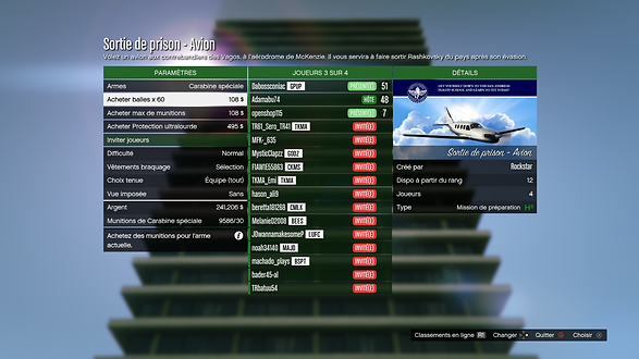 capture d'ecran Grand Theft Auto V online france ,mission : sortie de prison