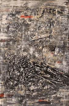 „Counterpoint II" – Mixed Media auf Leinwand, abstrakte Schwarz-Weiß- Kunst, 40x60 cm