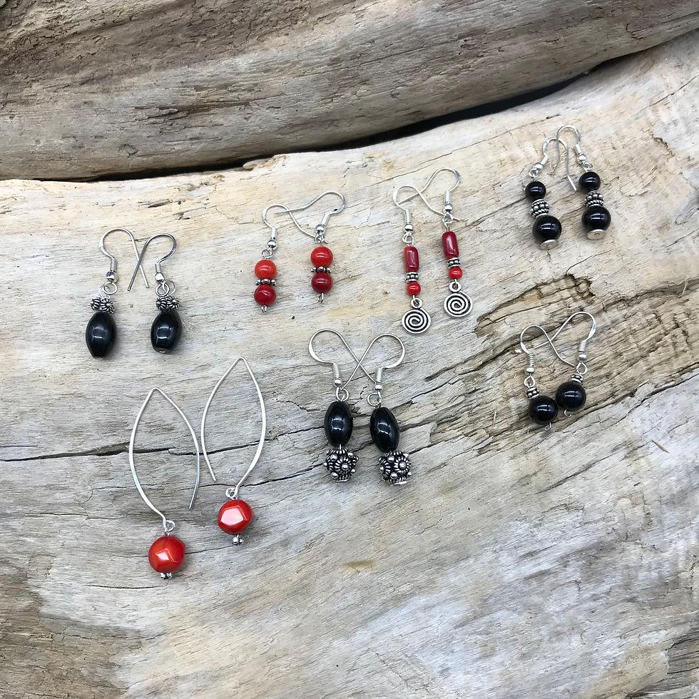 Thumbnail: Black Quartz & Sterling Silver Earrings
