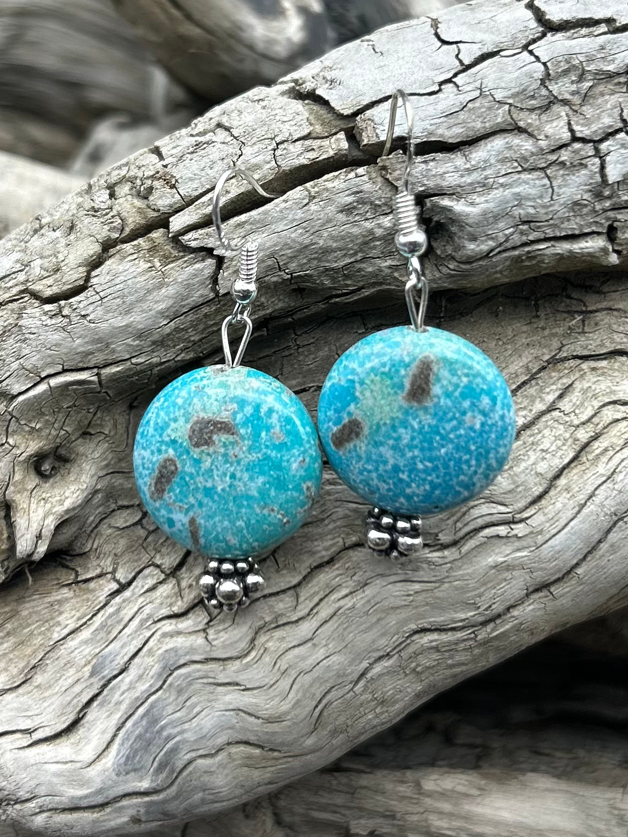 Turquoise, Bali Silver & Sterling Silver Earrings