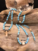 Thumbnail: Fossil Walrus Ivory, Turquoise & Sterling Silver
