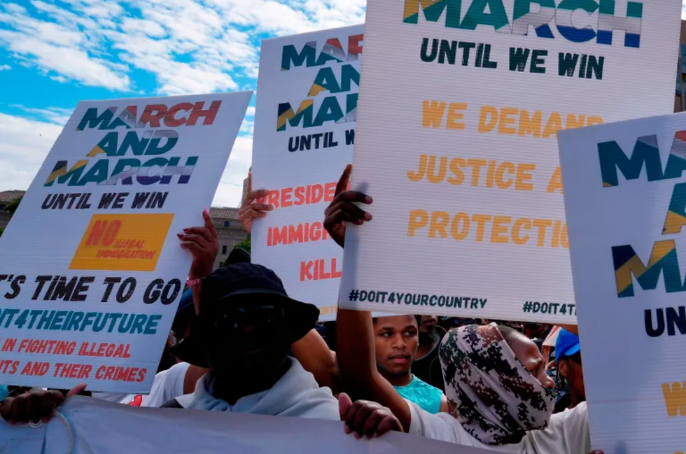 South Africans protest against undocumented immigration, in Johannesburg, South Africa, April 29, 2026 File Photo: Themba Hadebe/AP